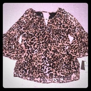 NWT IZ BYER Sheer Cold Shoulder Top